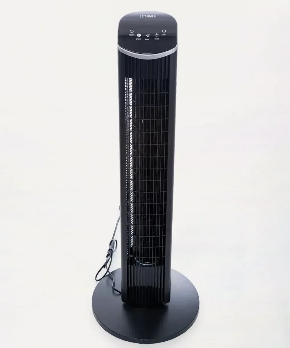 Ventilador de torre ESTORK VITA RF visto de cima, com o painel de controle e a base redonda